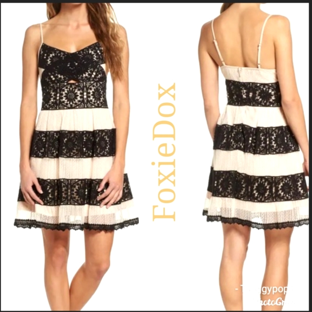 🌿Foxiedox Ophelia Two-Tone Lace Fit & Flare Dress